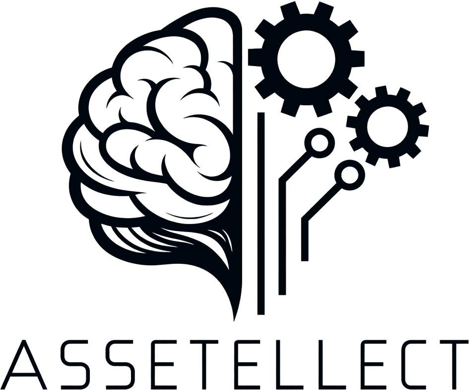 Assetellect logo: a brain and gears mark above the wordmark